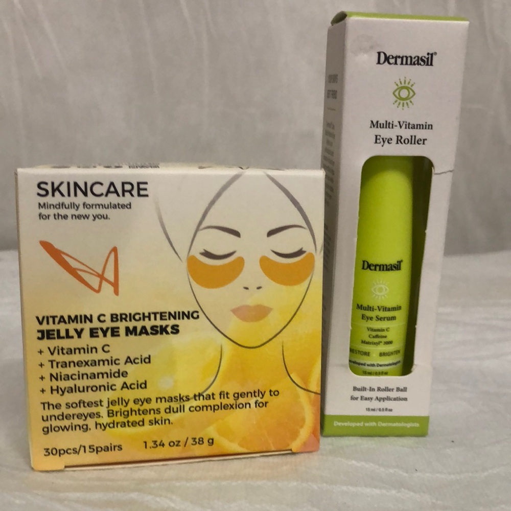 Brightening Jelly Eye Masks &  Dermasil Eye Roller NIB